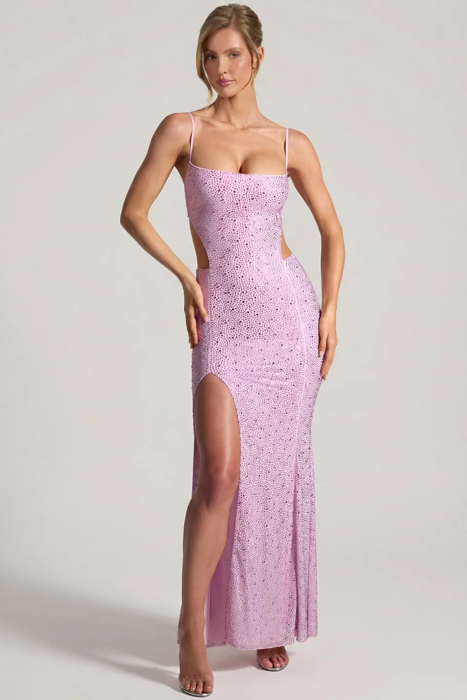 Oh Polly Lucienne robe maxi sirène rose pivoine strass