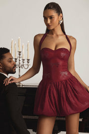 Oh Polly Embellished Felicity mini robe bordeaux strass