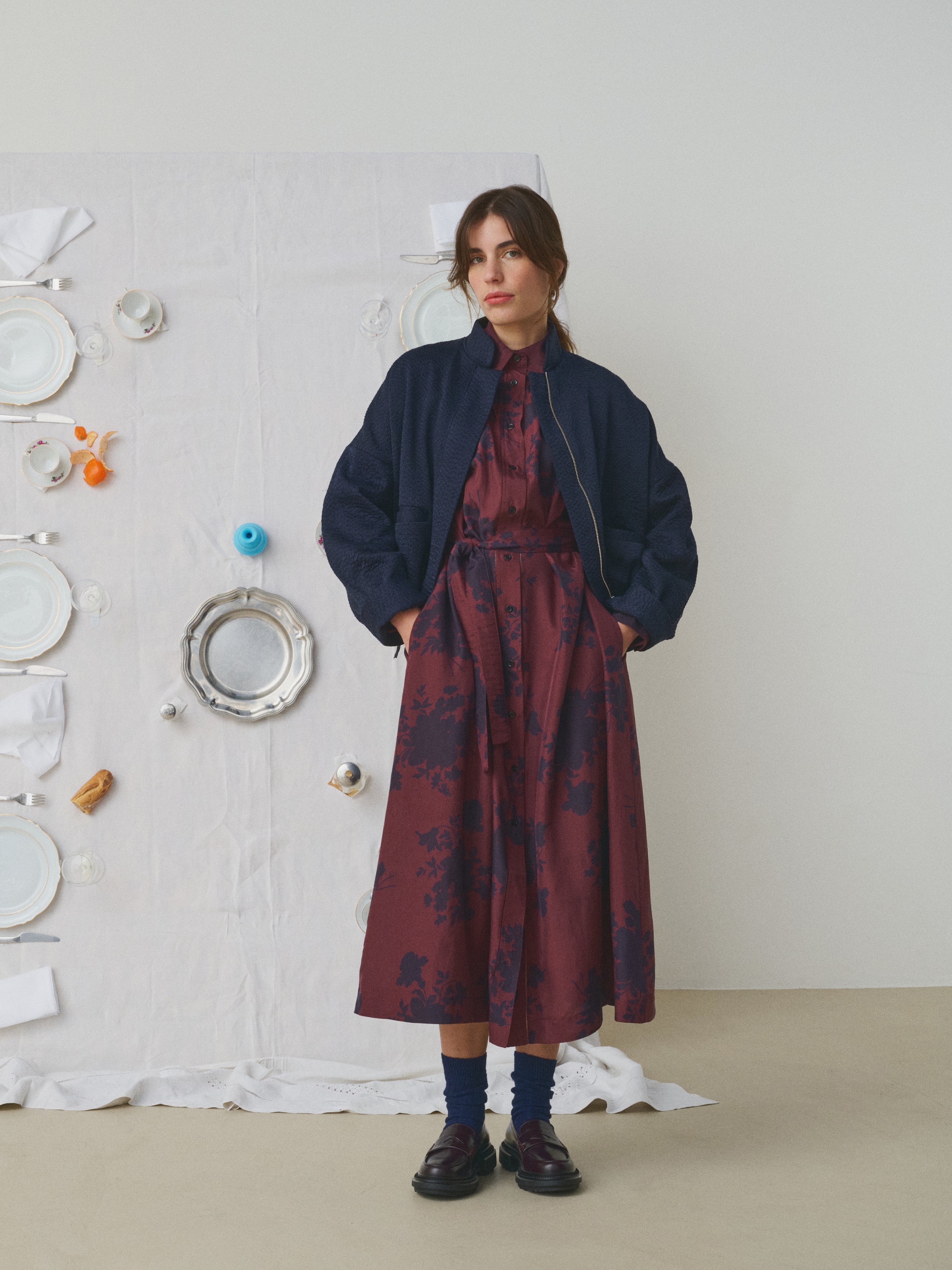 Mii à table Veste Liv Les Unis veste femme soie marine