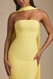 Oh Polly Imogene robe longue bustier jaune pastel foulard