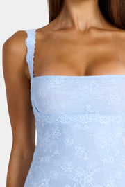 Oh Polly Dresses Mini Robe Annisa Arctic Blue dentelle stretch