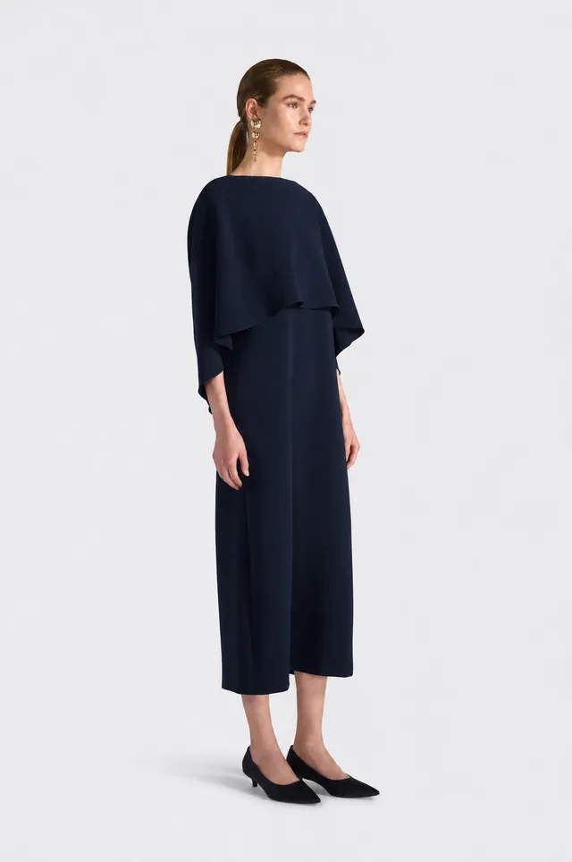 Liviana Conti Melanie robe midi noire 40 cadi drapée