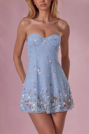 Oh Polly Rosalie 15763 mini robe bustier bleu ciel