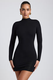 Oh Polly Dresses 8484 mini robe noire dos nu modal