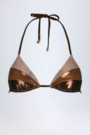 Oh Polly Caleta Haut Bikini Triangle Bronze Doré