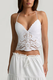 Oh Polly Vasilia camisole coton blanc dos nu broderie