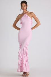 Oh Polly Mireya robe longue rose volants sirène
