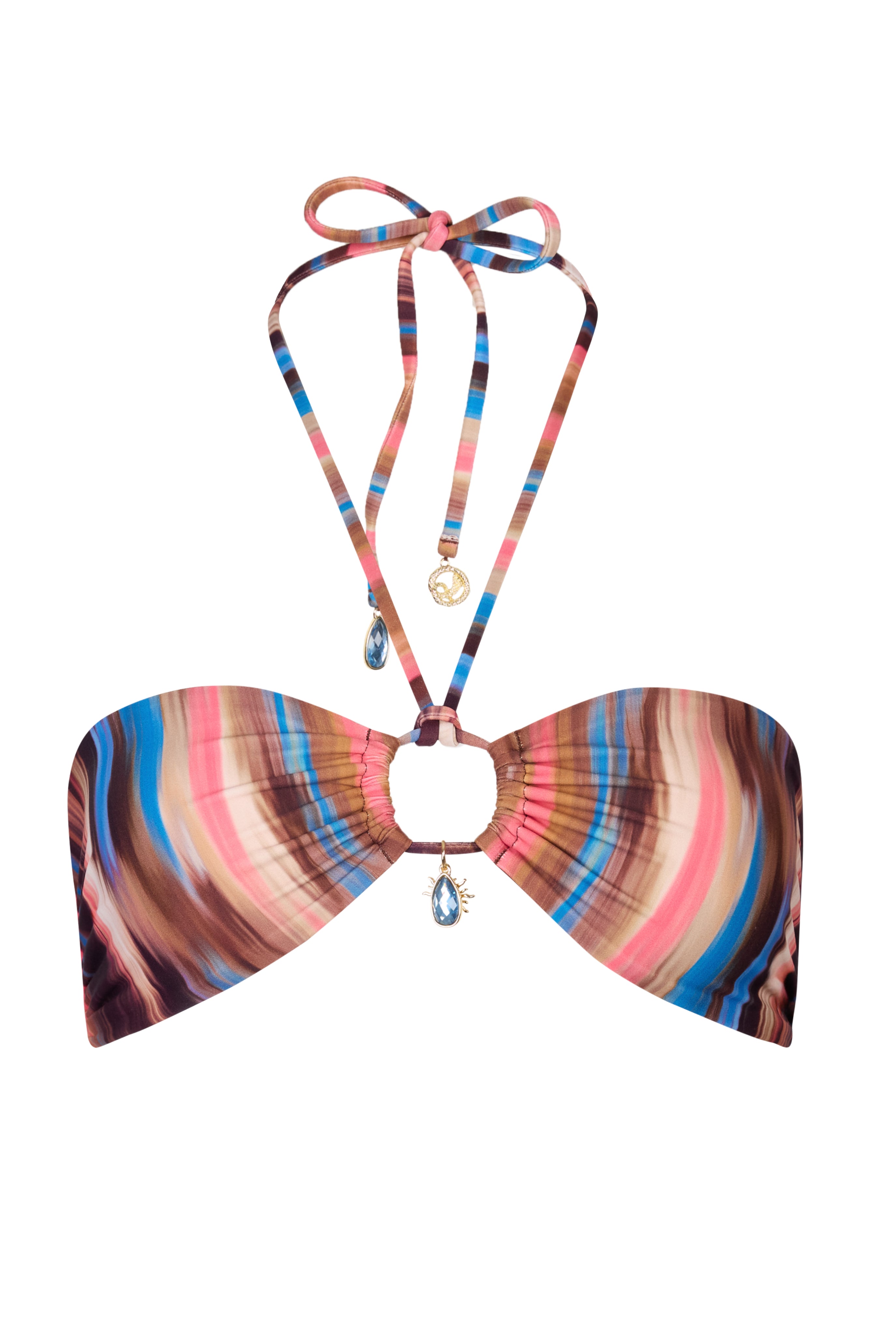 Oh Polly Swim Corry haut bikini bandeau rayé abstrait