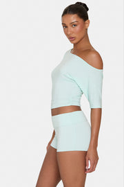 Oh Polly ButterCloud Mini Short Menthe Taille Rabat Double