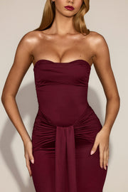 Oh Polly Aisra robe satin rouge vin bustier sirène