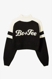 Oh Polly Knitwear BT1963B pull cropped noir col roulé