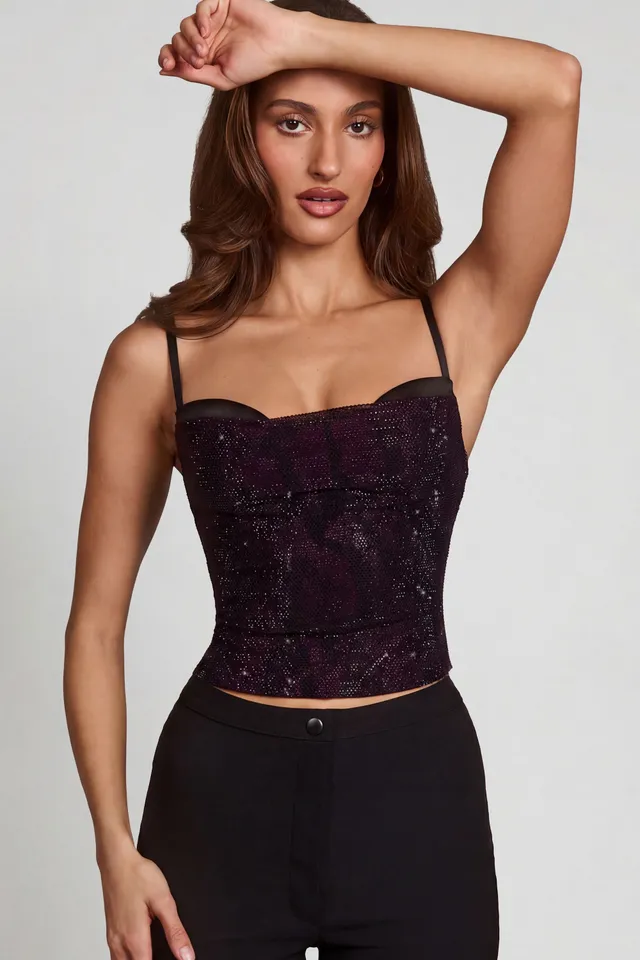 Oh Polly Armelia Top Violet Serpent à Strass