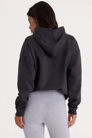 Oh Polly Knitwear Varsity BT0802 sweat à capuche noir oversize coton
