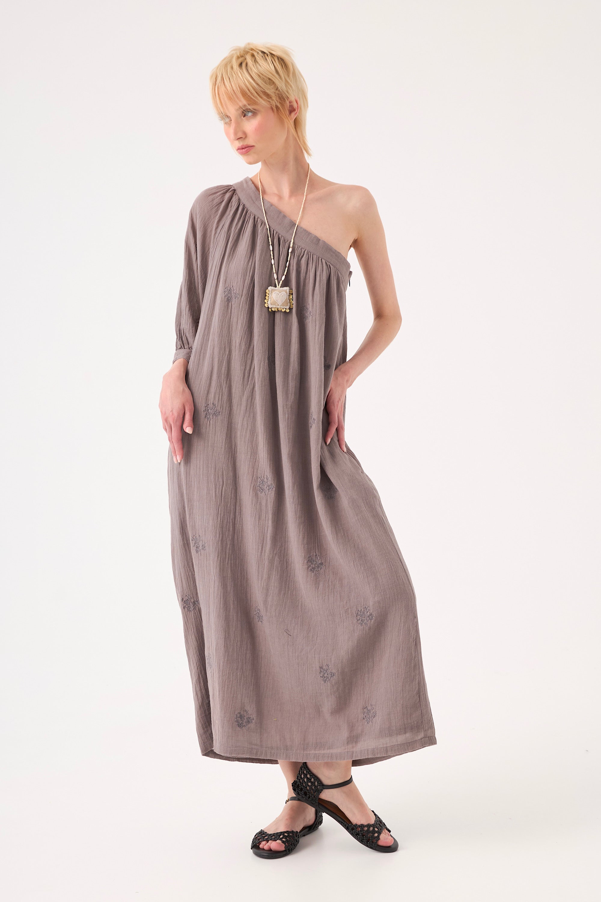 Chicosoleil Robes Nahla robe gris stoneware coton