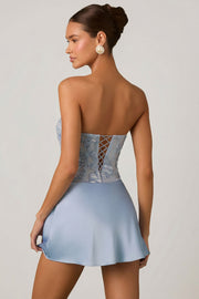 Oh Polly Embellished Eden 13254 robe mini bleu ciel