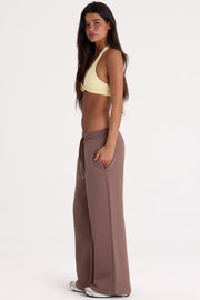 Oh Polly BT02580 Pantalon Jogging Large Cocoa Marron Coton