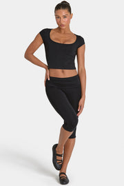 Oh Polly ButterCloud crop top noir double couche