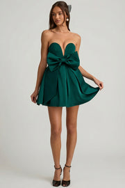 Oh Polly Norina mini robe bustier vert émeraude nœud