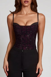 Oh Polly Armelia Top Violet Serpent à Strass