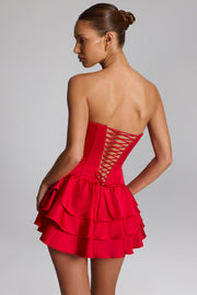 Oh Polly 14721 combishort corset rouge satin volants