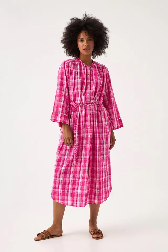 ChicoSoleil Magnolia robe longue coton candy check