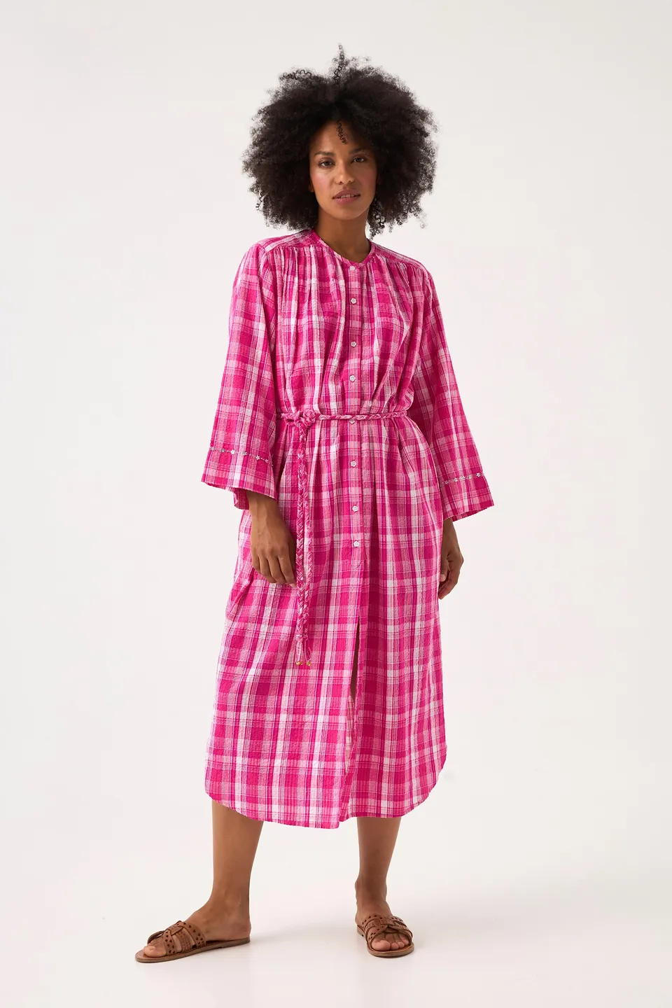 ChicoSoleil Magnolia robe longue coton candy check