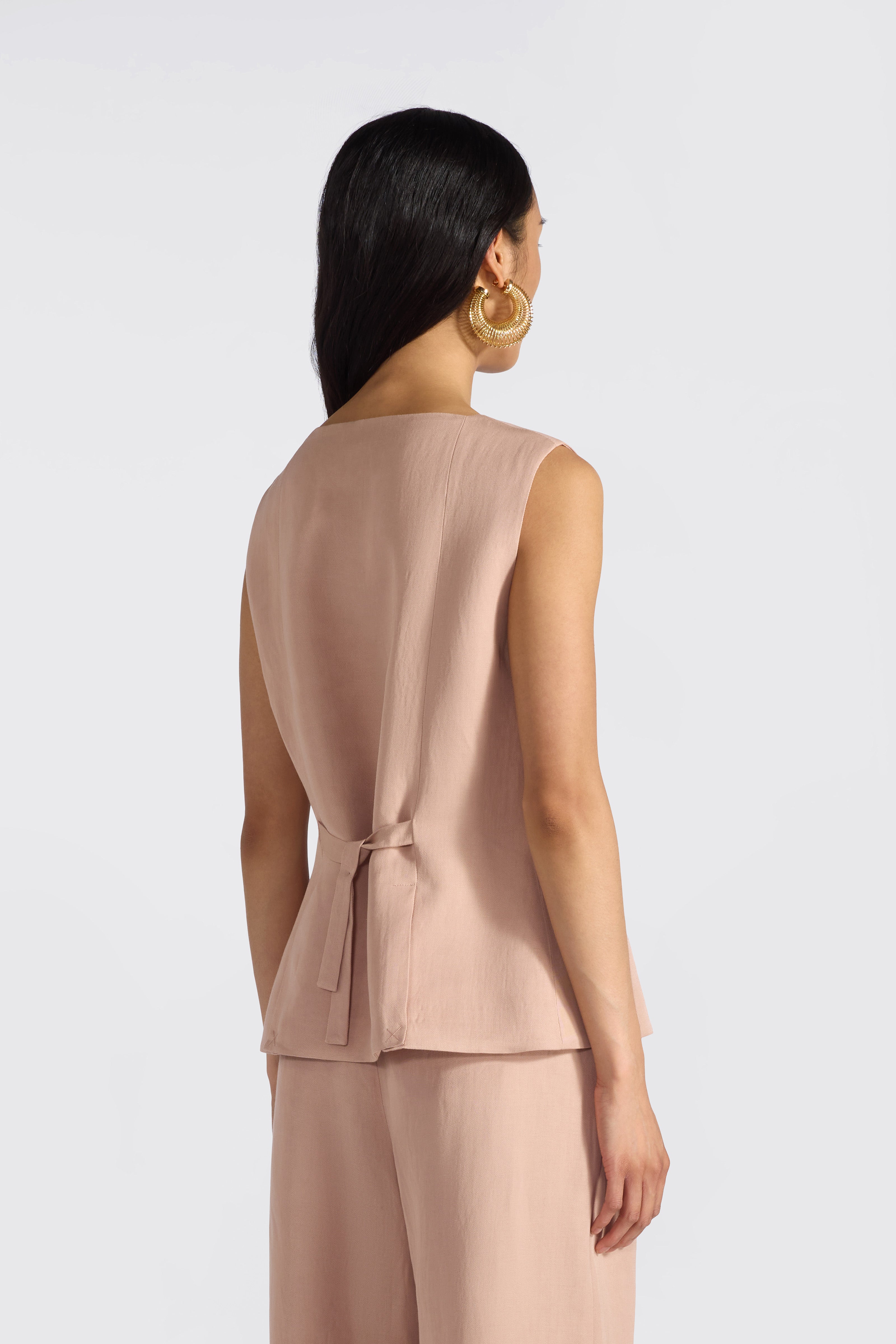 Liviana Conti Bobby gilet tailleur Rose viscose lin
