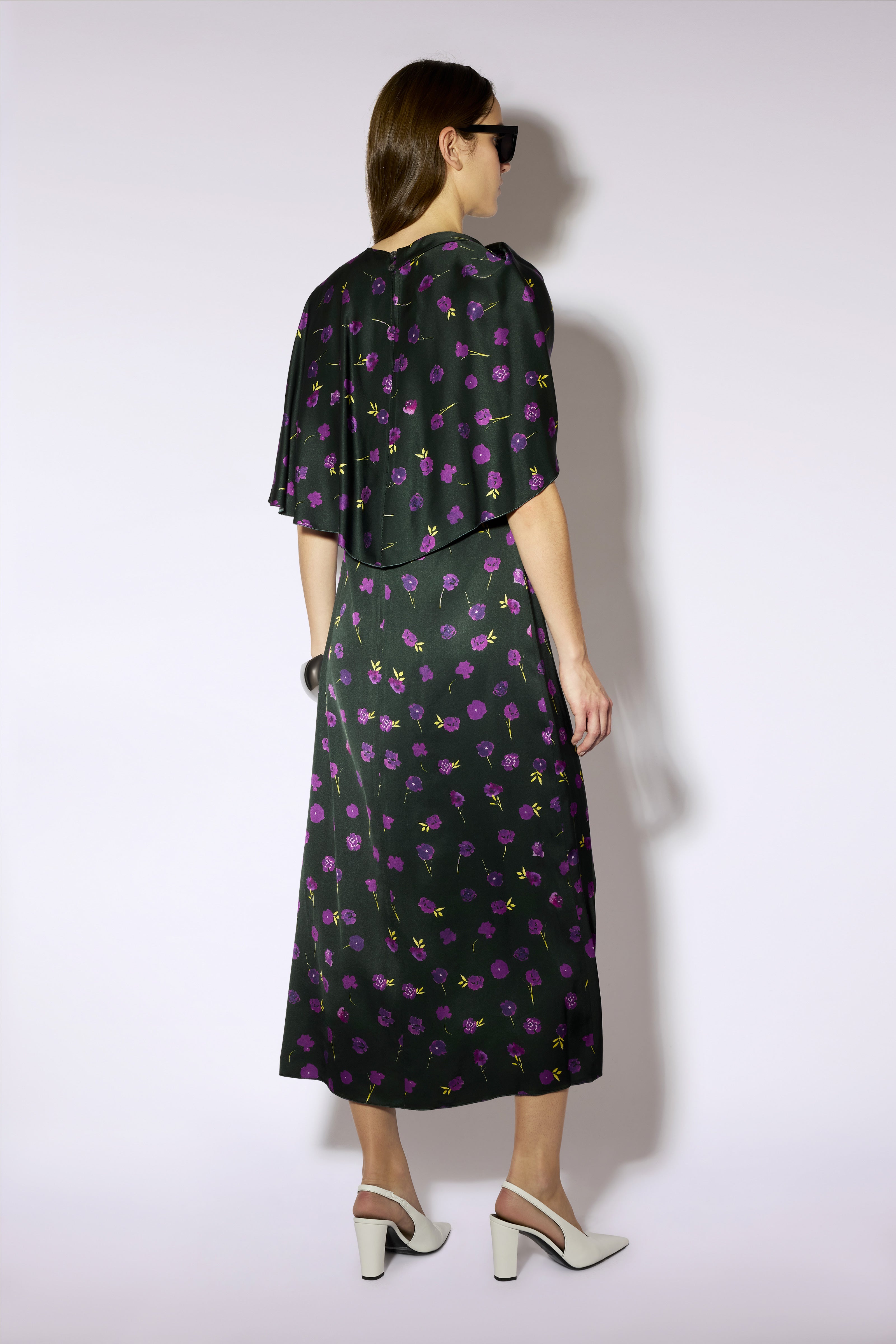 Liviana Conti Ebony robe midi fleurs satin