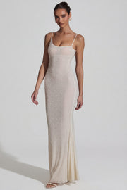 Oh Polly Embellished Robe Maxi Duhamel Blanche Perles