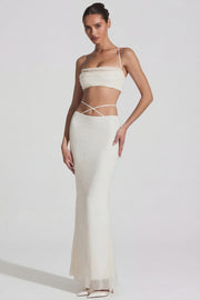 Oh Polly Embellished Pisa haut crop blanc perles strass