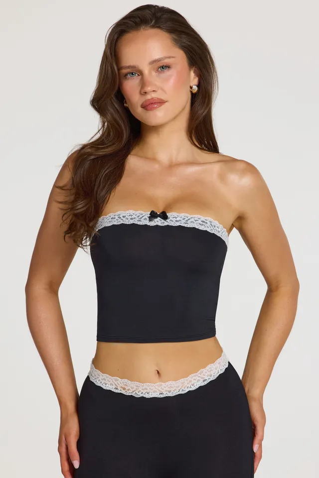 Oh Polly Tali top bandeau modal noir dentelle