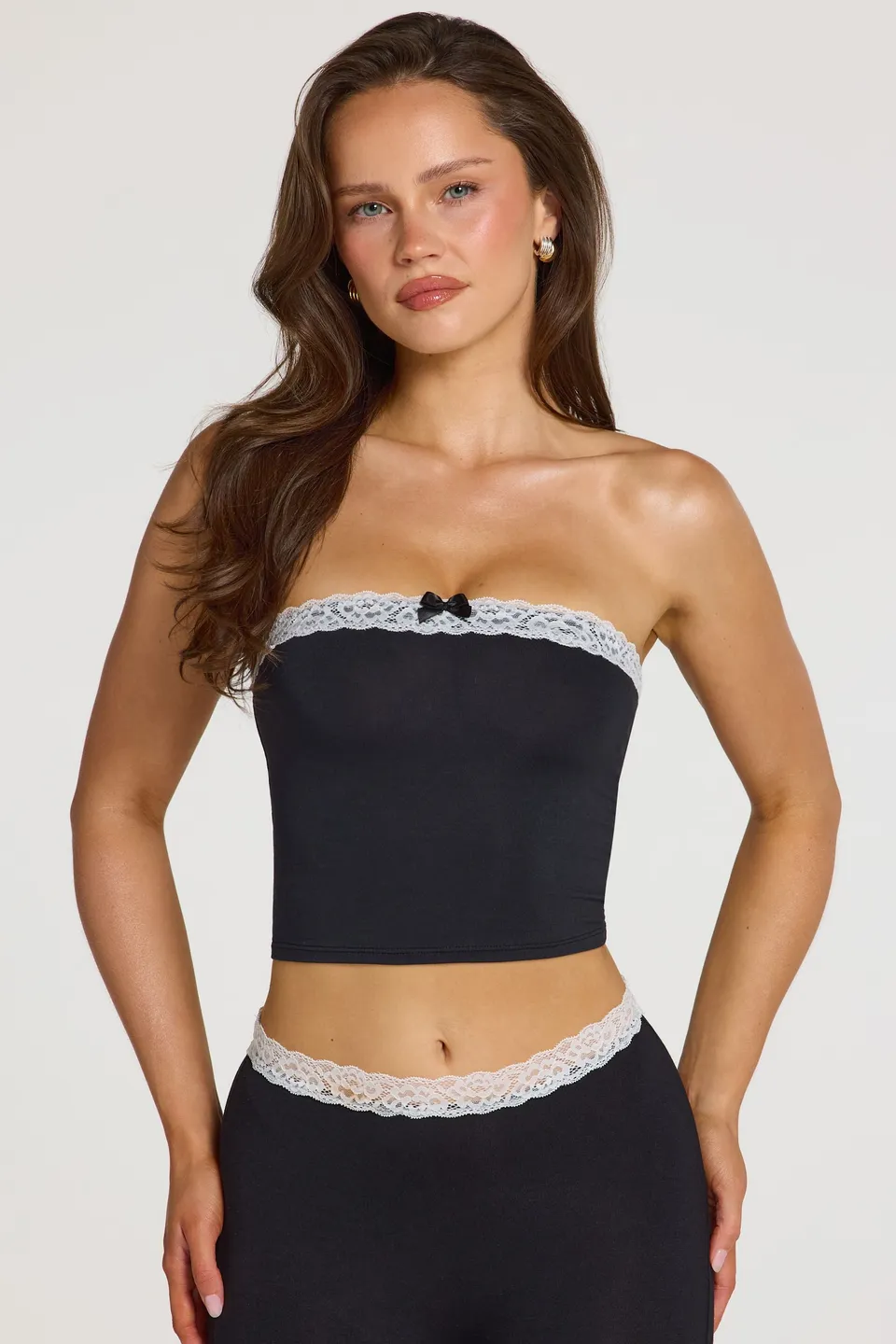 Oh Polly Tali top bandeau modal noir dentelle