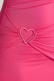 Oh Polly Ravenna robe longue magenta col bénitier
