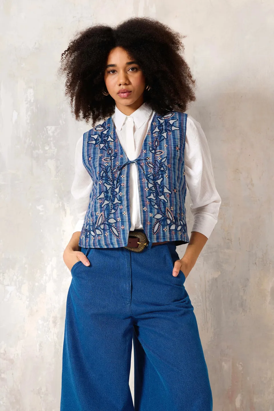 CHICOSOLEIL Paco gilet sans manches bleu coton