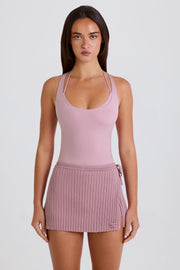 Oh Polly Ribbed Knit Skort Jupe-Short Mauve Coton