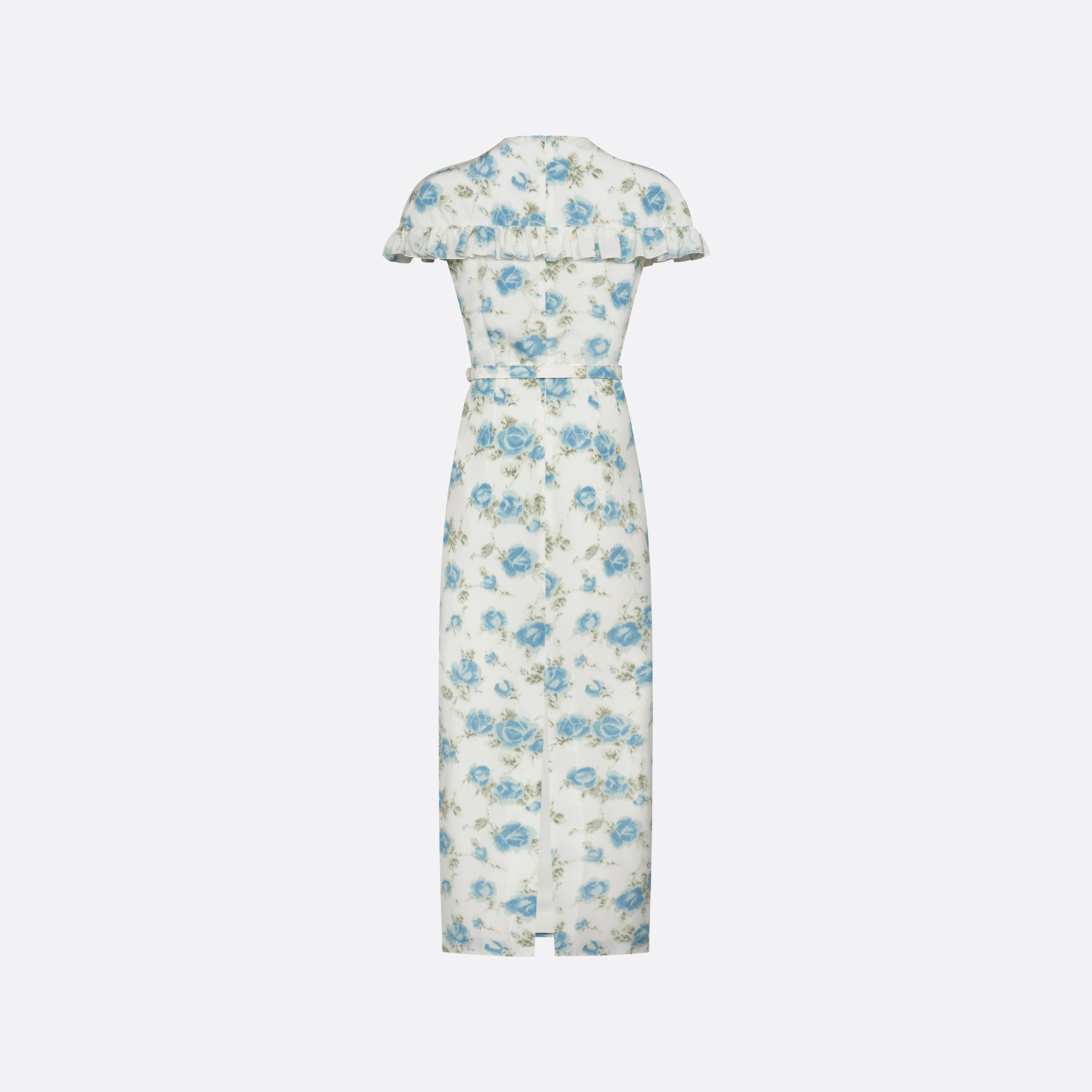 Alessandra Rich Floral-Print Silk robe midi bleu clair 40
