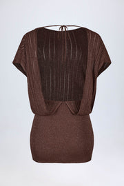 Oh Polly Amanita Robe Mini Bronze Chauve-Souris Maille