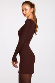 Oh Polly Caris Mini Robe Marron Dentelle Modal