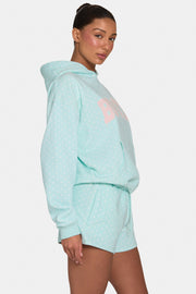 Oh Polly Oversized Applique Hoodie sweat femme menthe pois