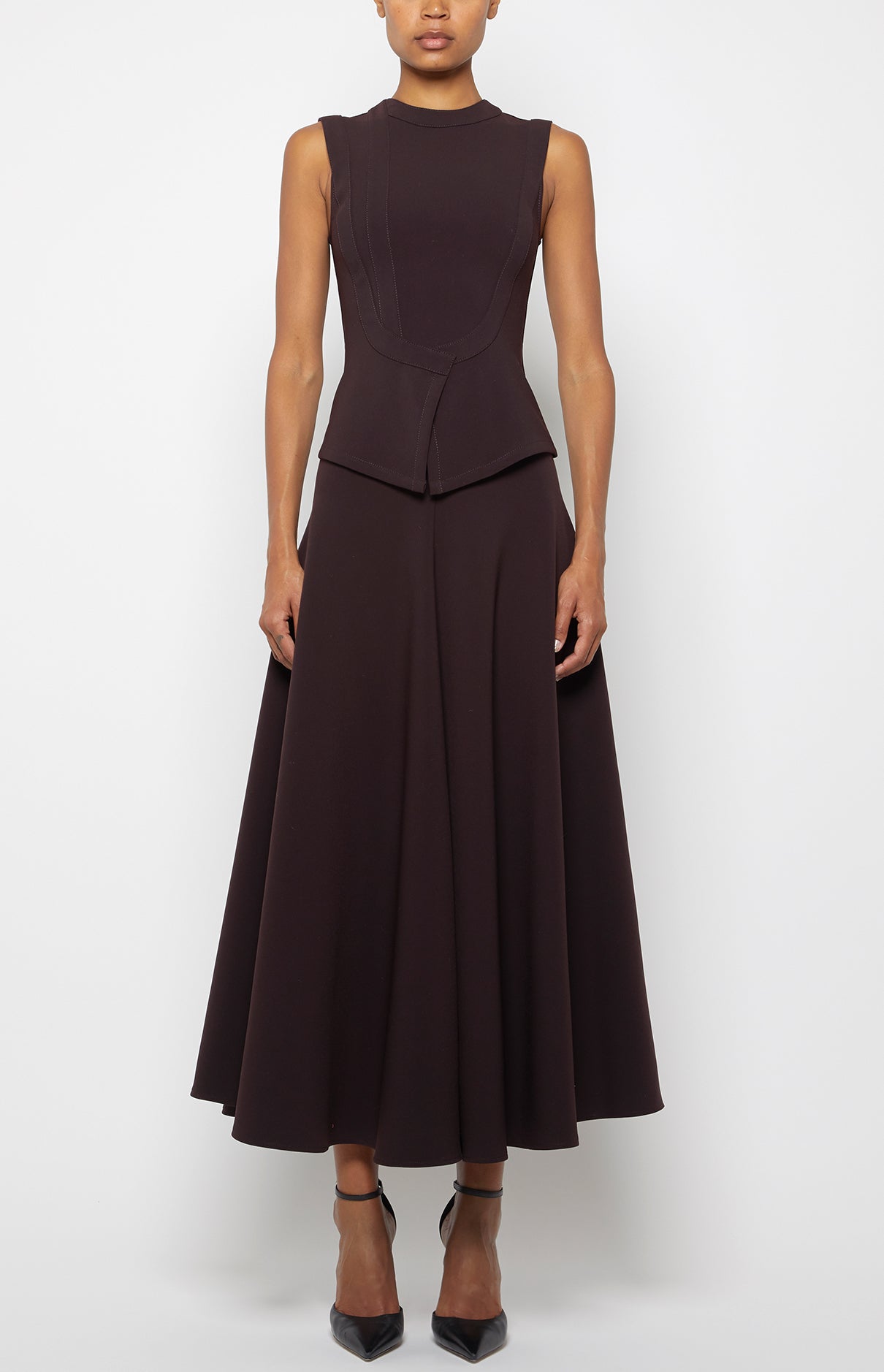 Prabal Gurung Front Seam Maxi jupe longue marron acajou