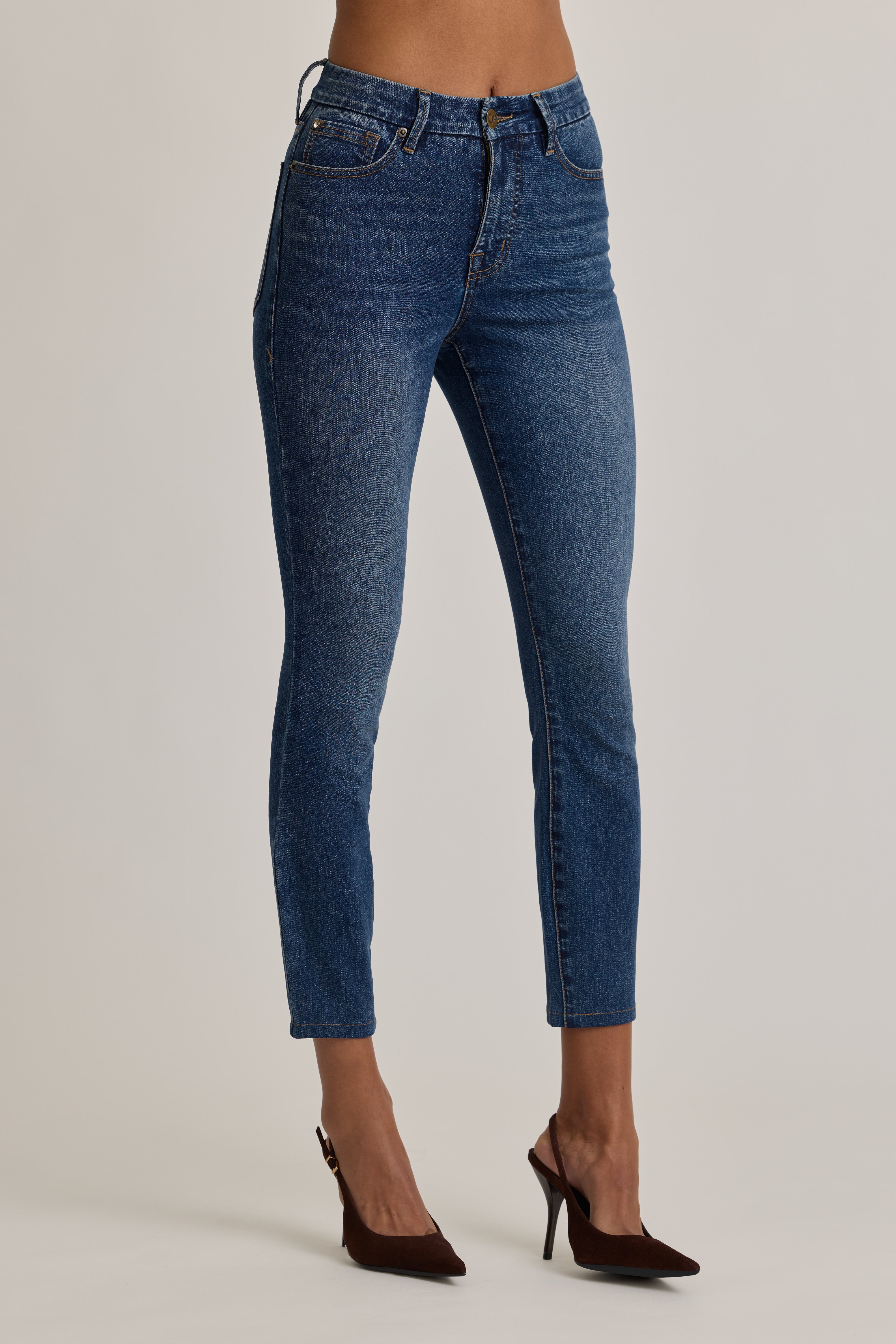 Oh Polly Trousers Kennie High-Rise Cropped Skinny jean délavé