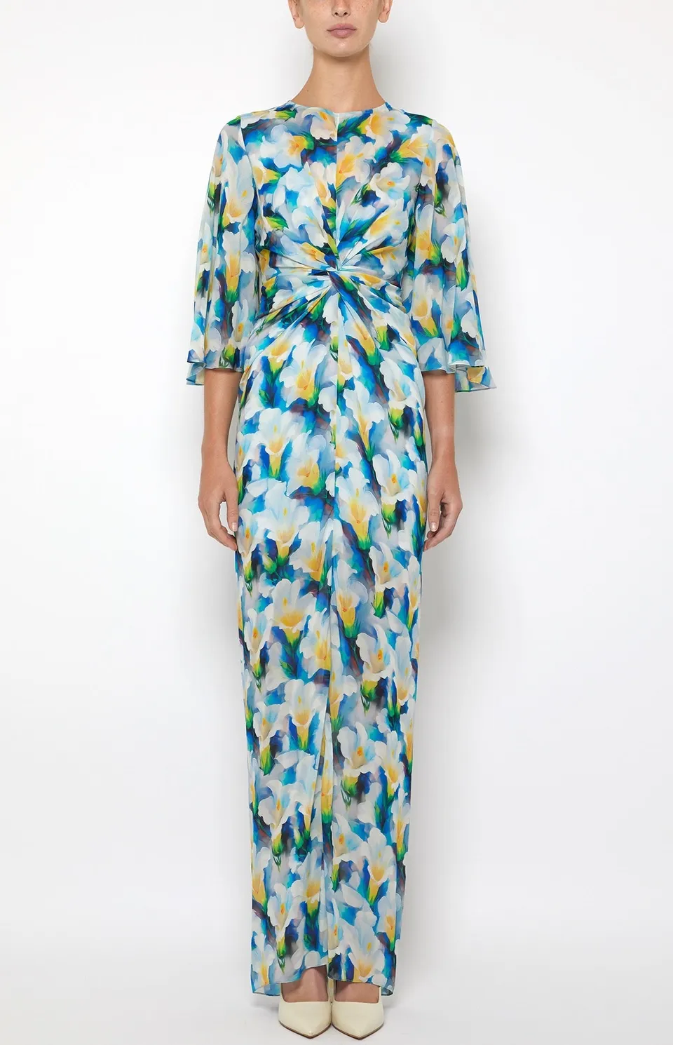 Prabal Gurung 3/4 Sleeve Maxi Dress robe blue multi