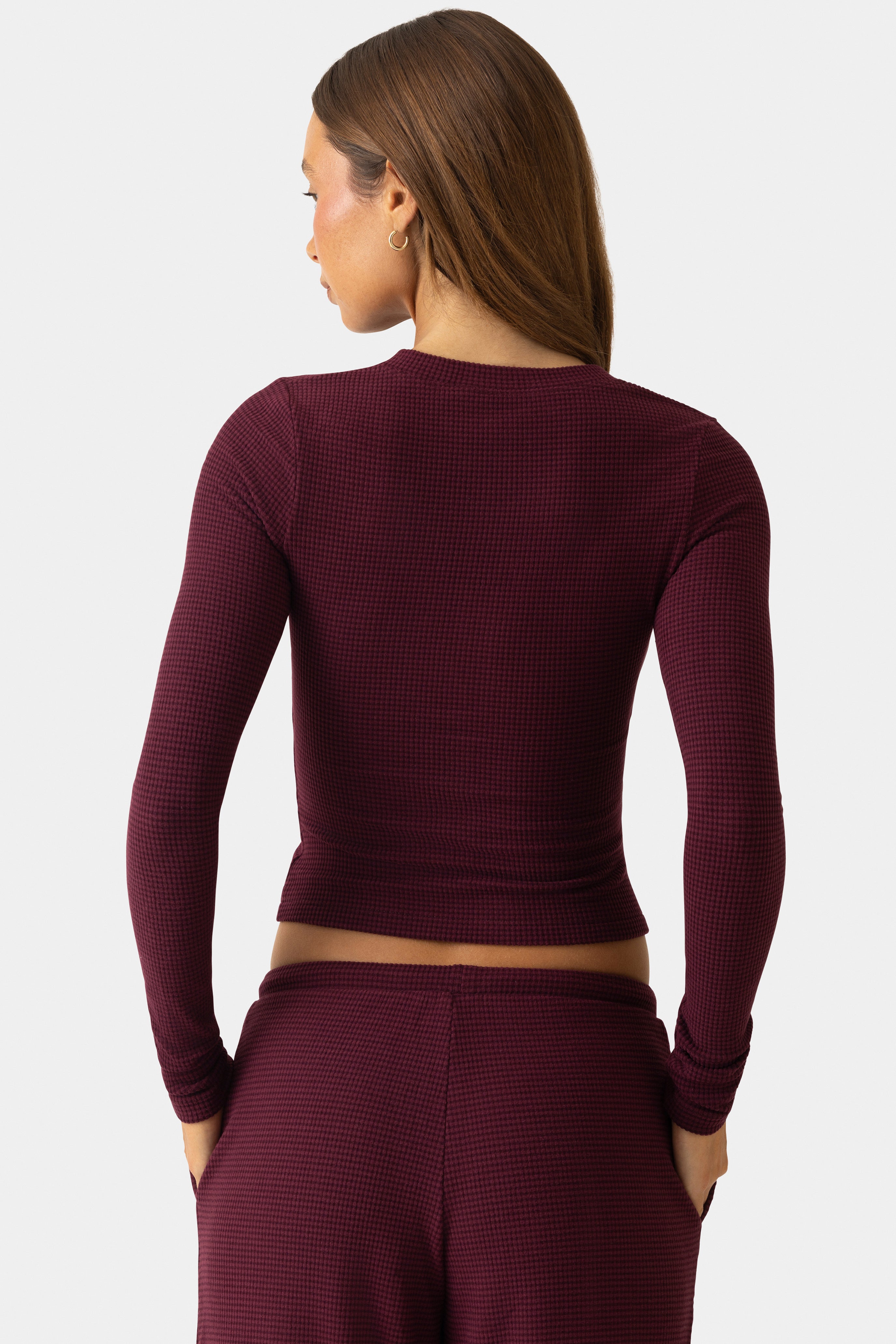 Oh Polly Bo+Tee Ribbed Jersey Cardigan gilet Plum côtelé
