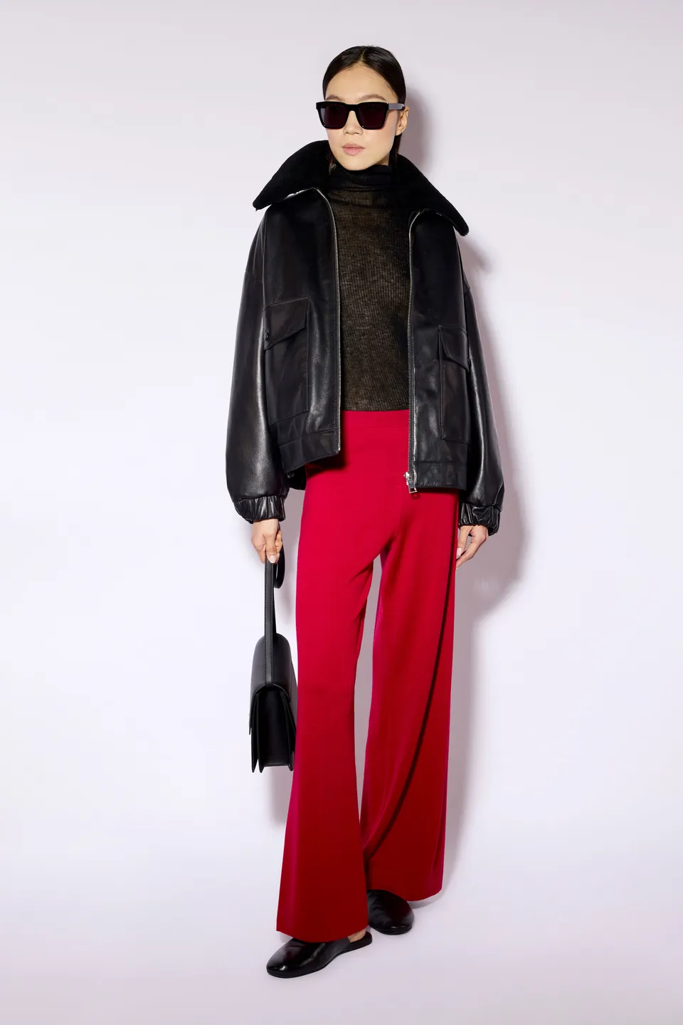 Liviana Conti Alan pantalon palazzo noir laine mérinos