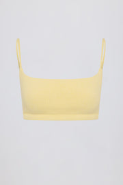 Oh Polly bralette col carré jaune citron coton cropped
