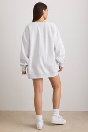 Oh Polly Knitwear sweat oversize gris chiné coton col rond