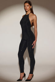 Oh Polly Embellished Sylvette combinaison noire strass