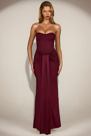 Oh Polly Aisra robe satin rouge vin bustier sirène