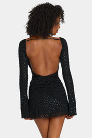 Oh Polly Embellished Grazina robe mini noire strass
