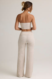 Oh Polly Melida 14152 pantalon large rose jaune rayé modal